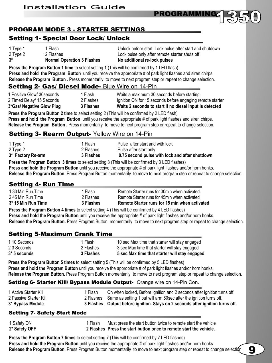 Programming | Ultra Start 1350m User Manual | Page 9 / 12