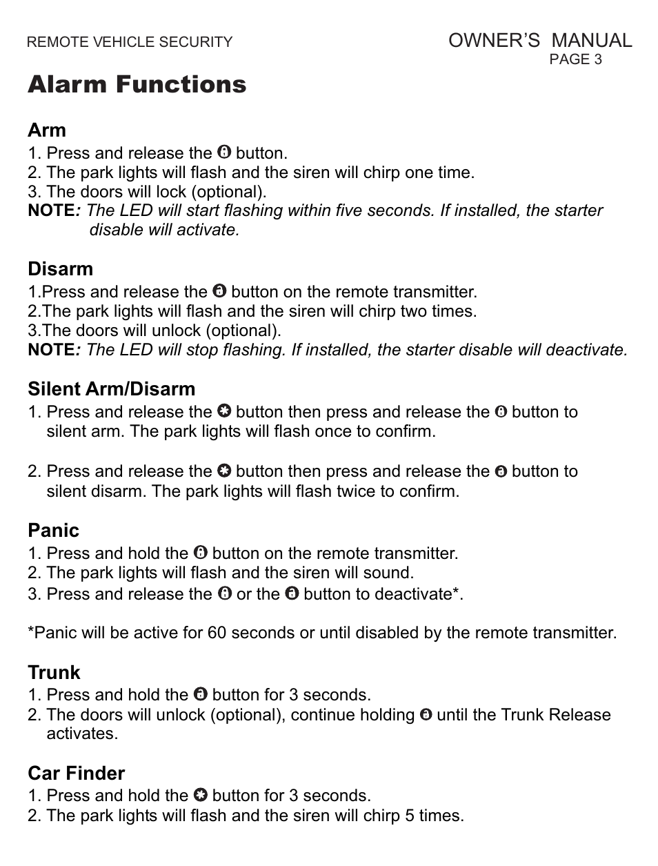 Alarm functions | Ultra Start CJ Series User Manual | Page 3 / 8