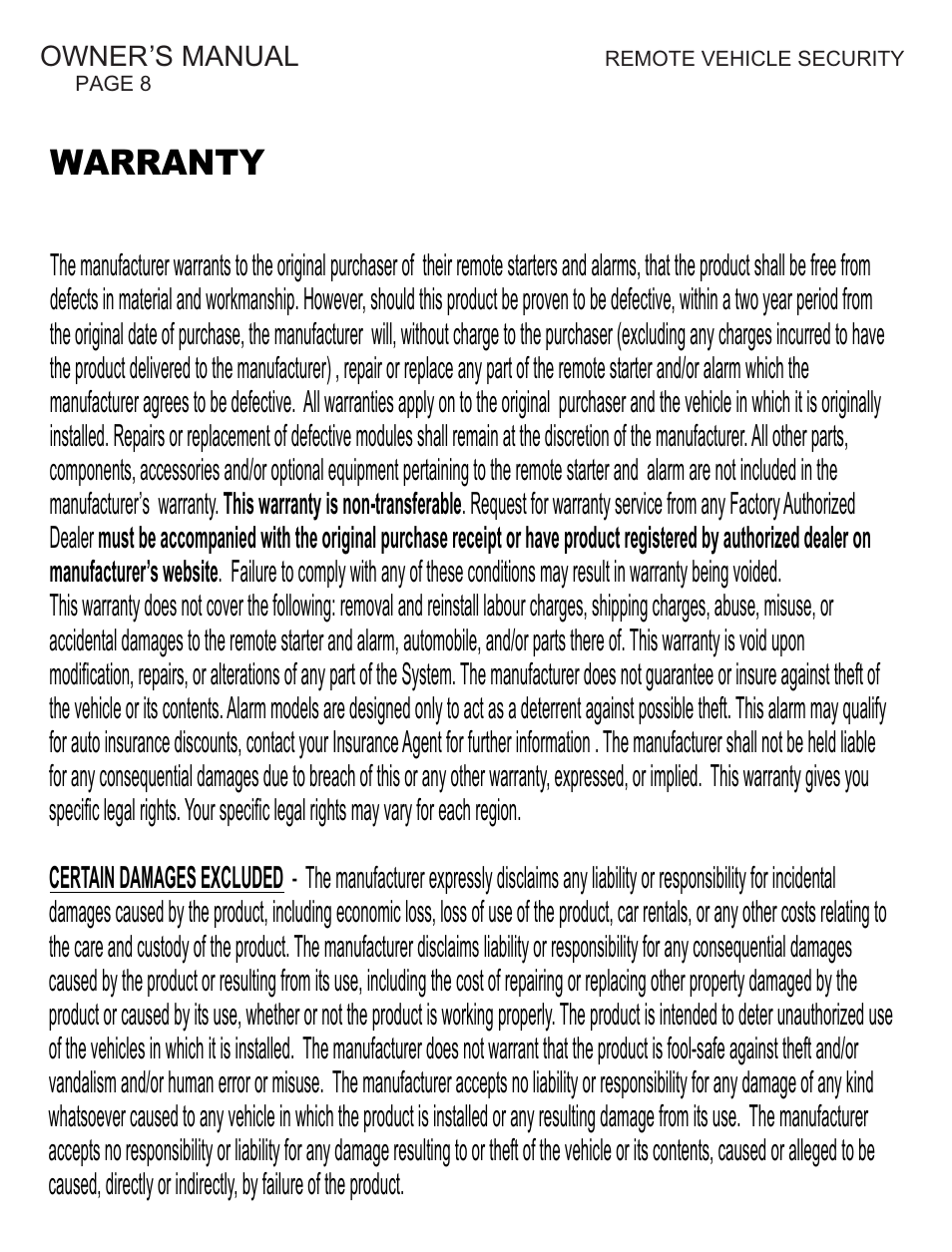 Warranty | Ultra Start CJ Series User Manual | Page 8 / 8