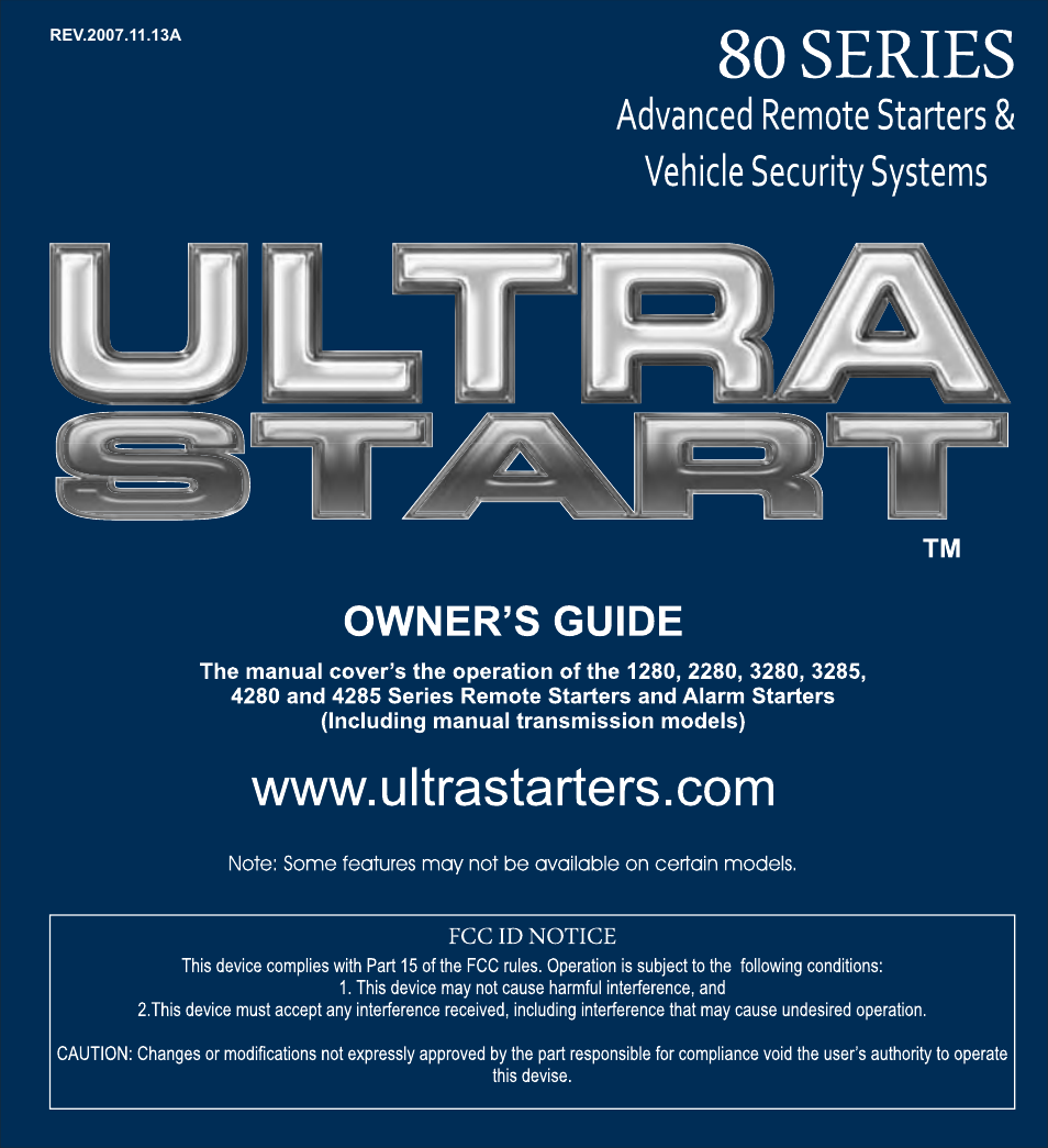 Ultra Start 80 Series User Manual | 24 pages