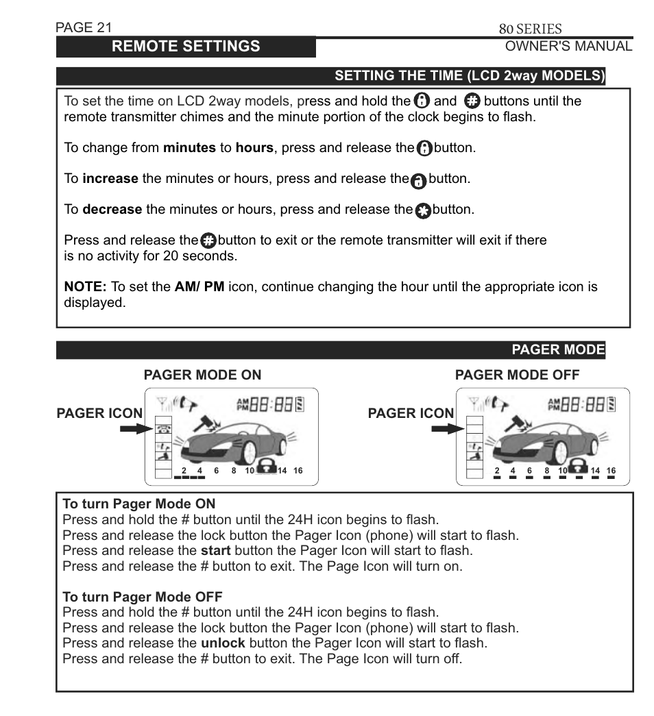 80 series, System programming - menu 1, Remote settings | Ultra Start 80 Series User Manual | Page 21 / 24