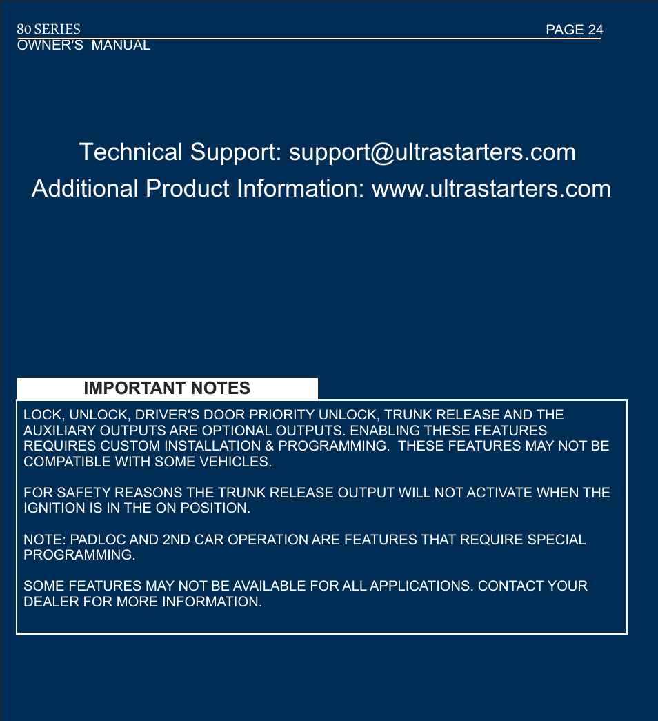 80 series | Ultra Start 80 Series User Manual | Page 24 / 24