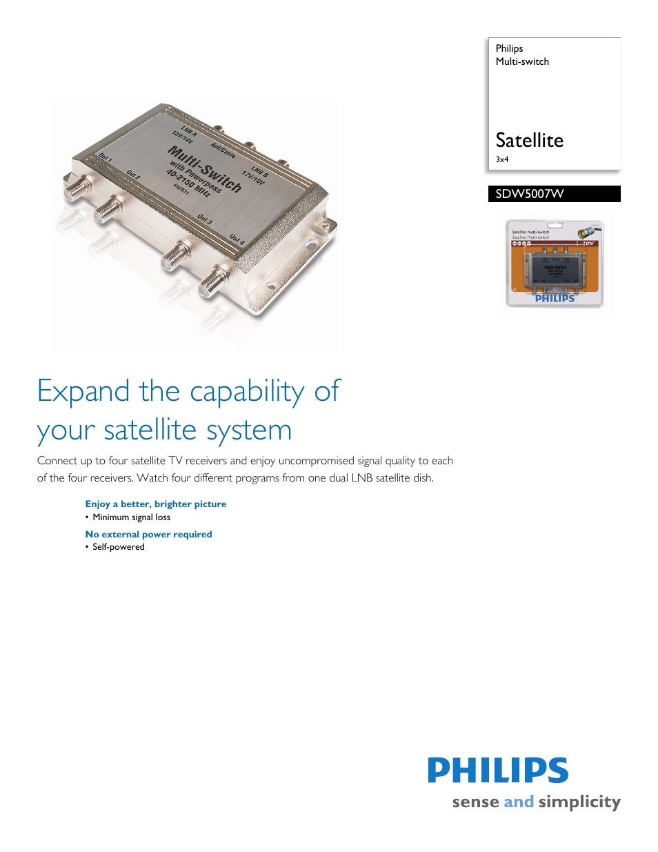 Philips SDW5007W-27 User Manual | 2 pages