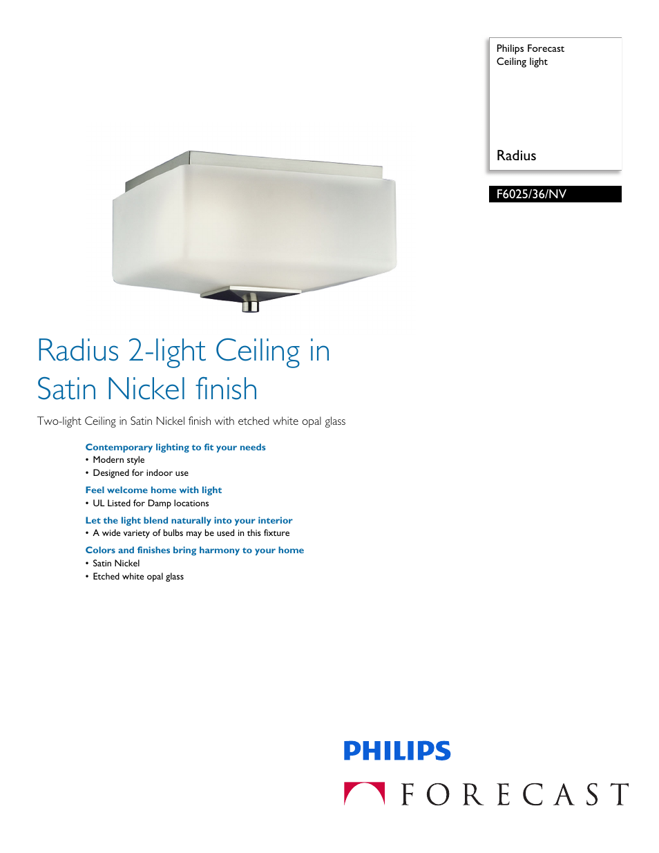 Philips F602536NV User Manual | 2 pages