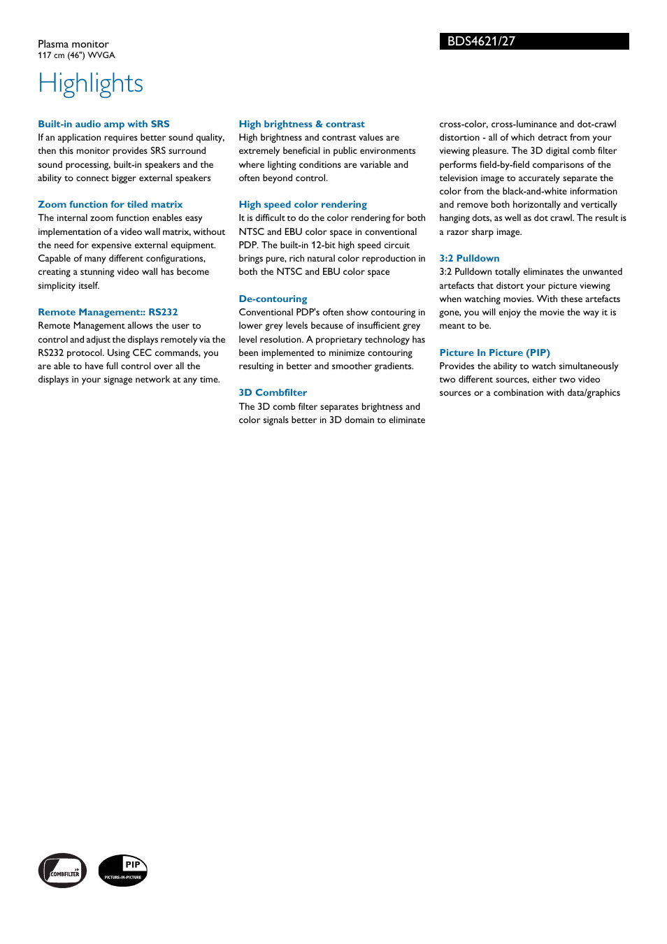 Highlights | Philips BDS4621-27 User Manual | Page 2 / 3