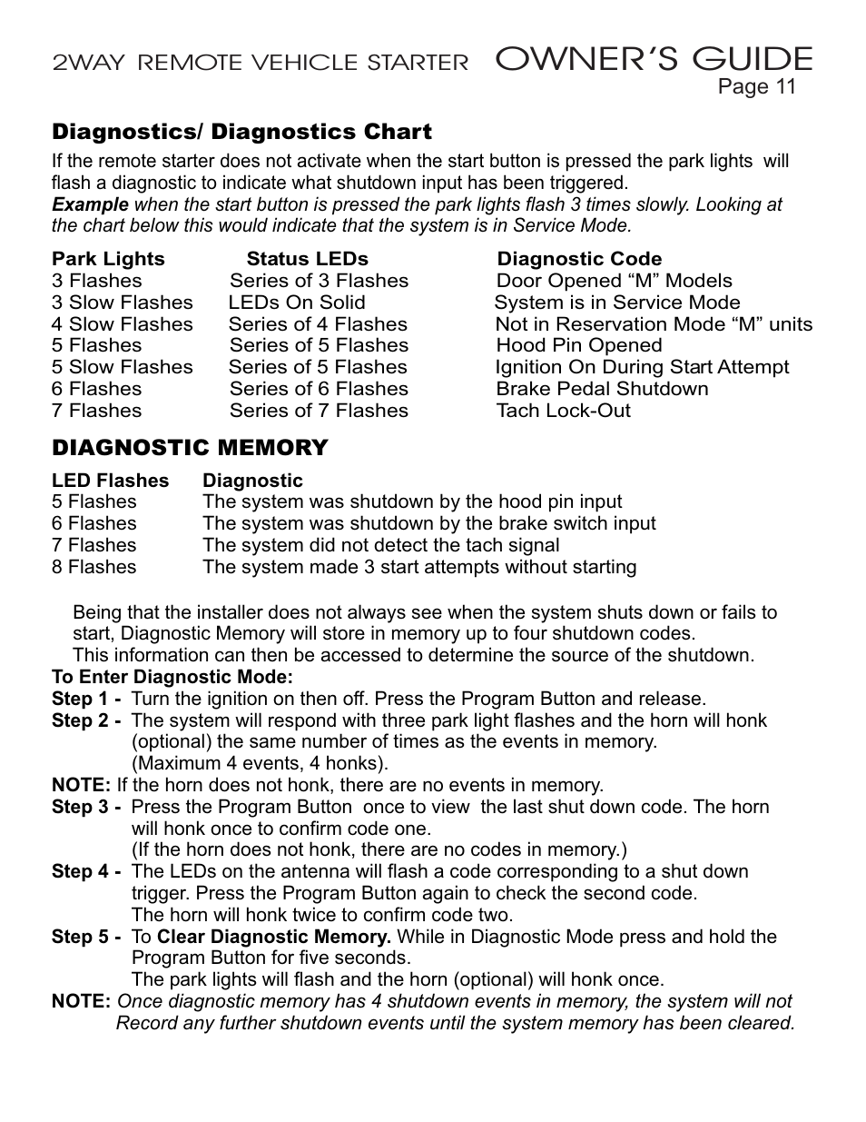 Owner ’s guide | Ultra Start 32xx Series User Manual | Page 11 / 12