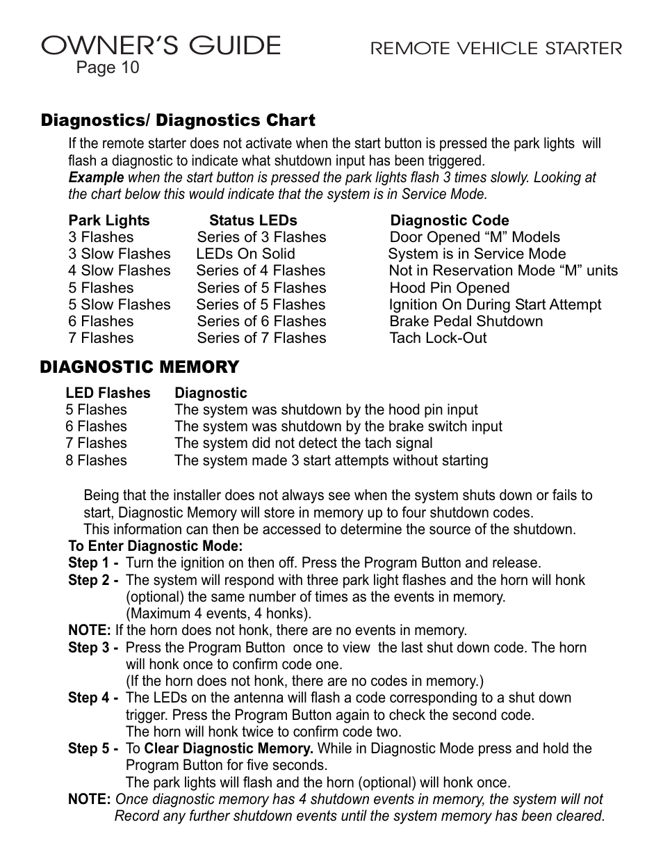 Owner’s guide | Ultra Start 1655XR User Manual | Page 10 / 12