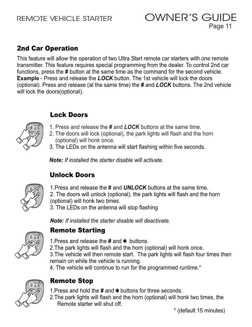 Owner ’s guide | Ultra Start 1655XR User Manual | Page 11 / 12