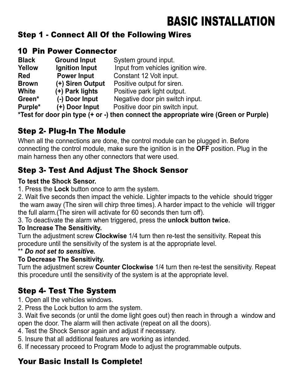 Basic installation | Ultra Start 430 Series User Manual | Page 5 / 12