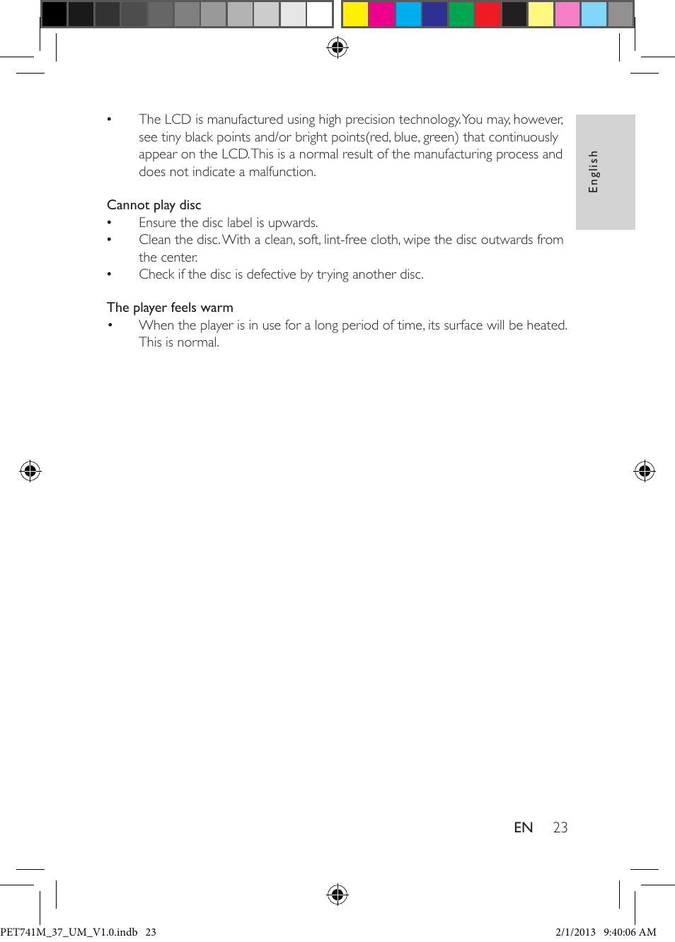 Philips PET741M-37 User Manual | Page 22 / 24