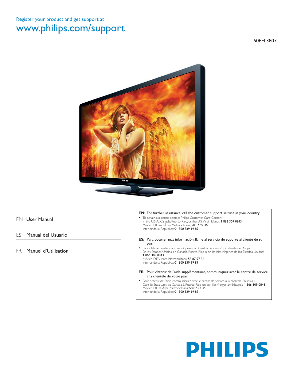 Philips 50PFL3807-F7 User Manual | 67 pages