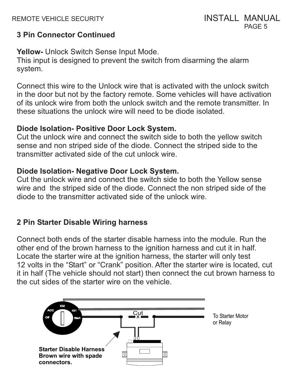 Install manual, Remote vehicle security, Page 5 | Ultra Start KEU-300 Series User Manual | Page 5 / 8