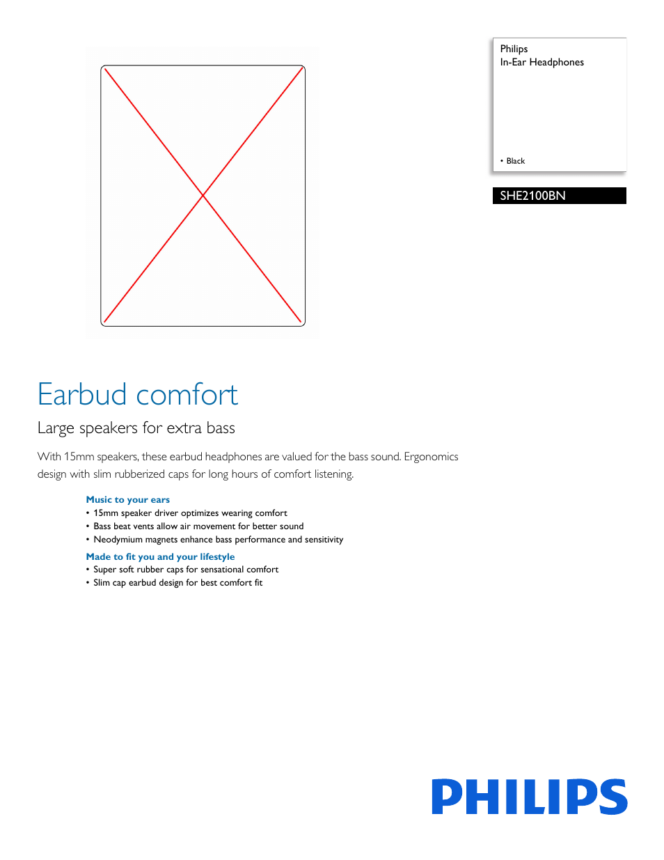 Philips SHE2100BN-28 User Manual | 2 pages