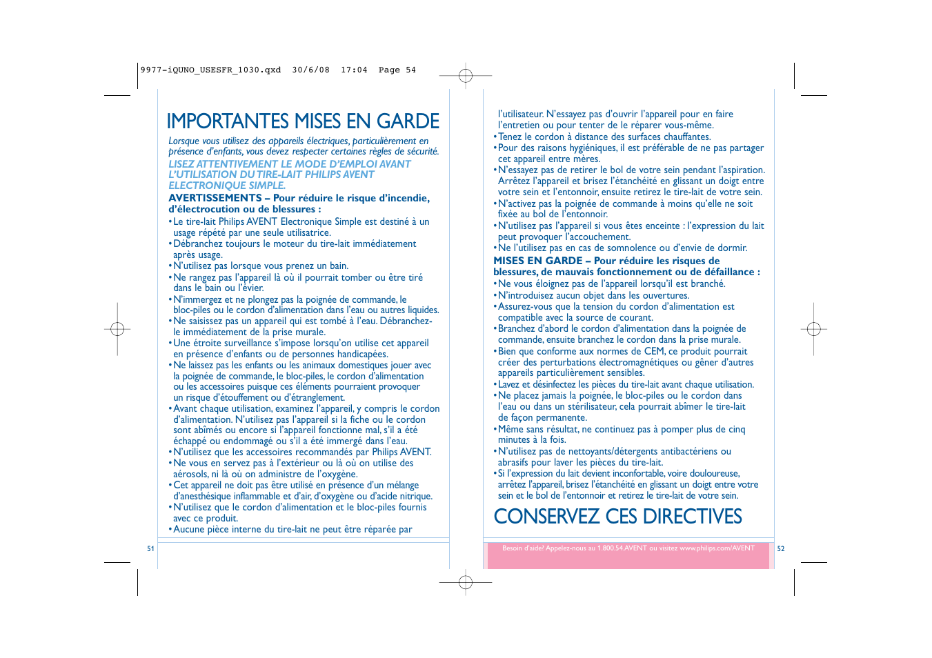 Importantes mises en garde, Conservez ces directives | Philips SCF302-01 User Manual | Page 27 / 38