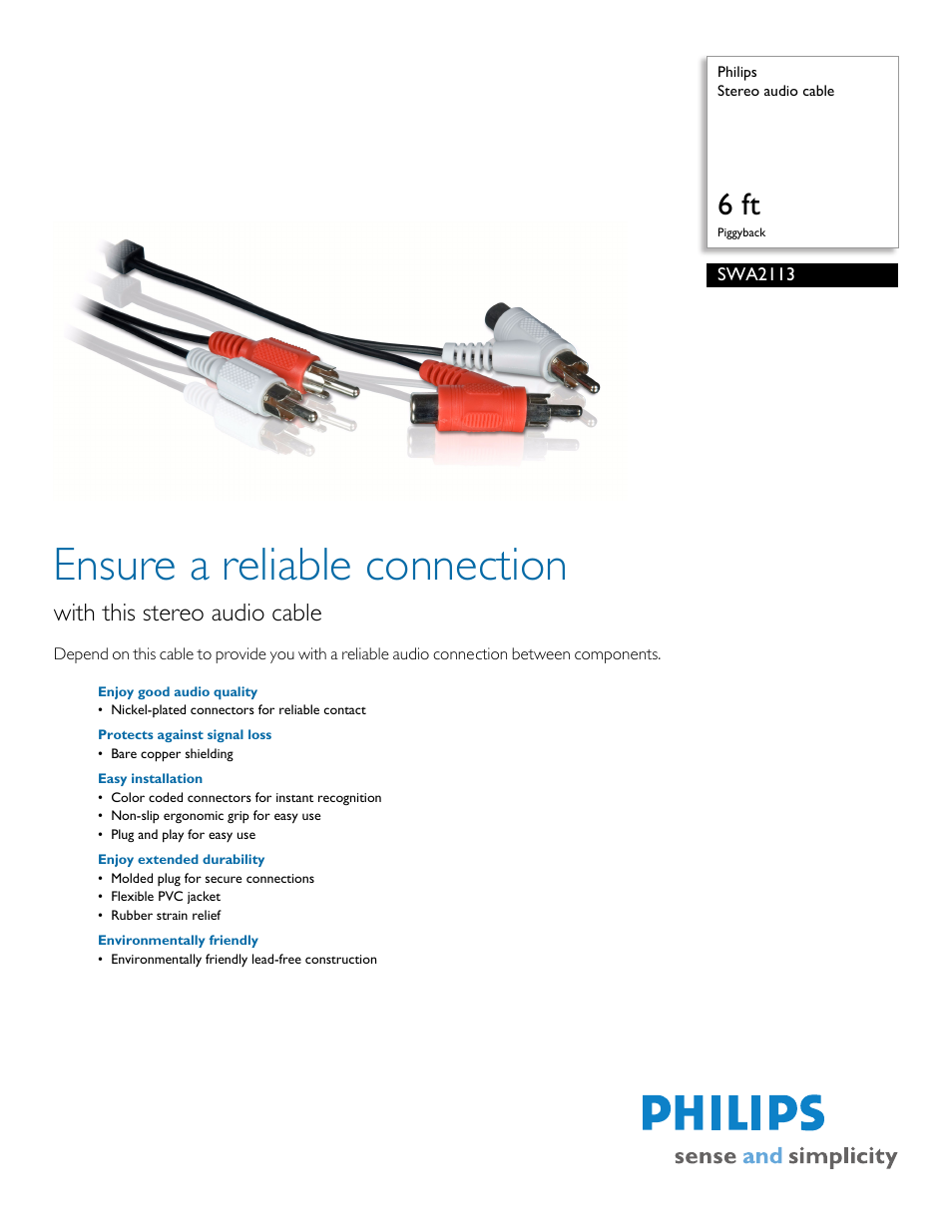 Philips SWA2113-17 User Manual | 2 pages