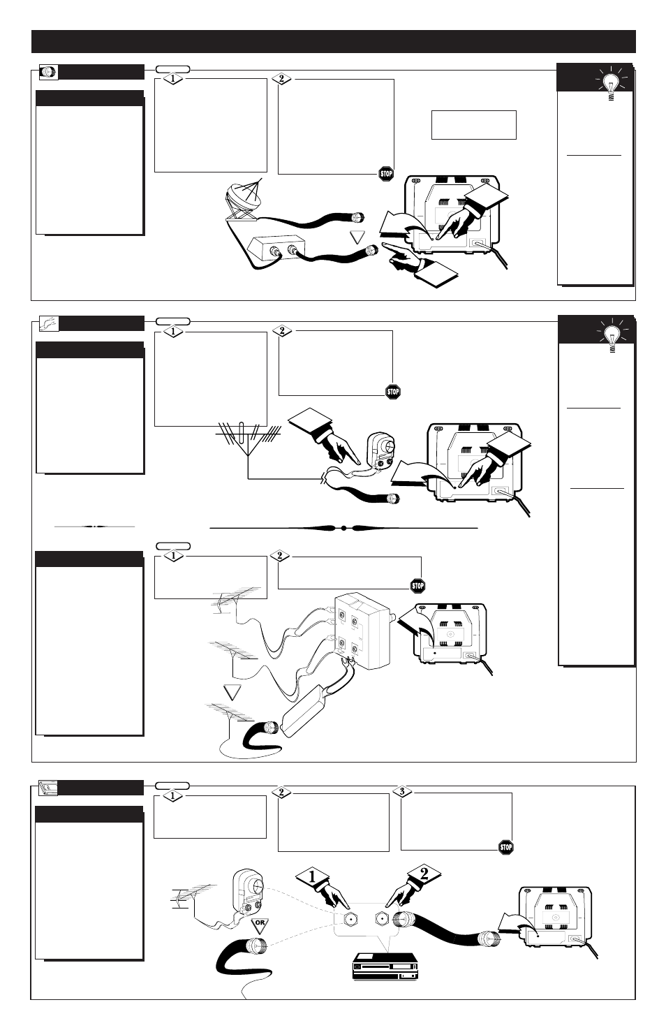 Tv (a, Tv c, Ooking | Ntenna, Able, Onnections | Philips TR2517C User Manual | Page 2 / 8