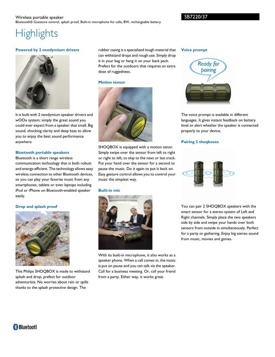 Highlights | Philips SB7220-37 User Manual | Page 2 / 3