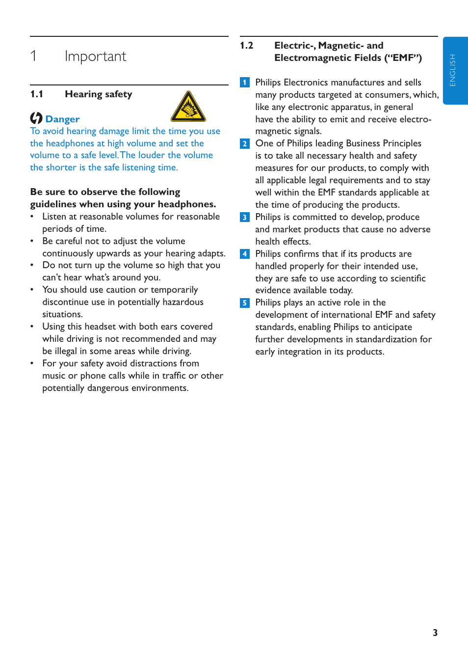 1 important | Philips SHB6110-37 User Manual | Page 3 / 17