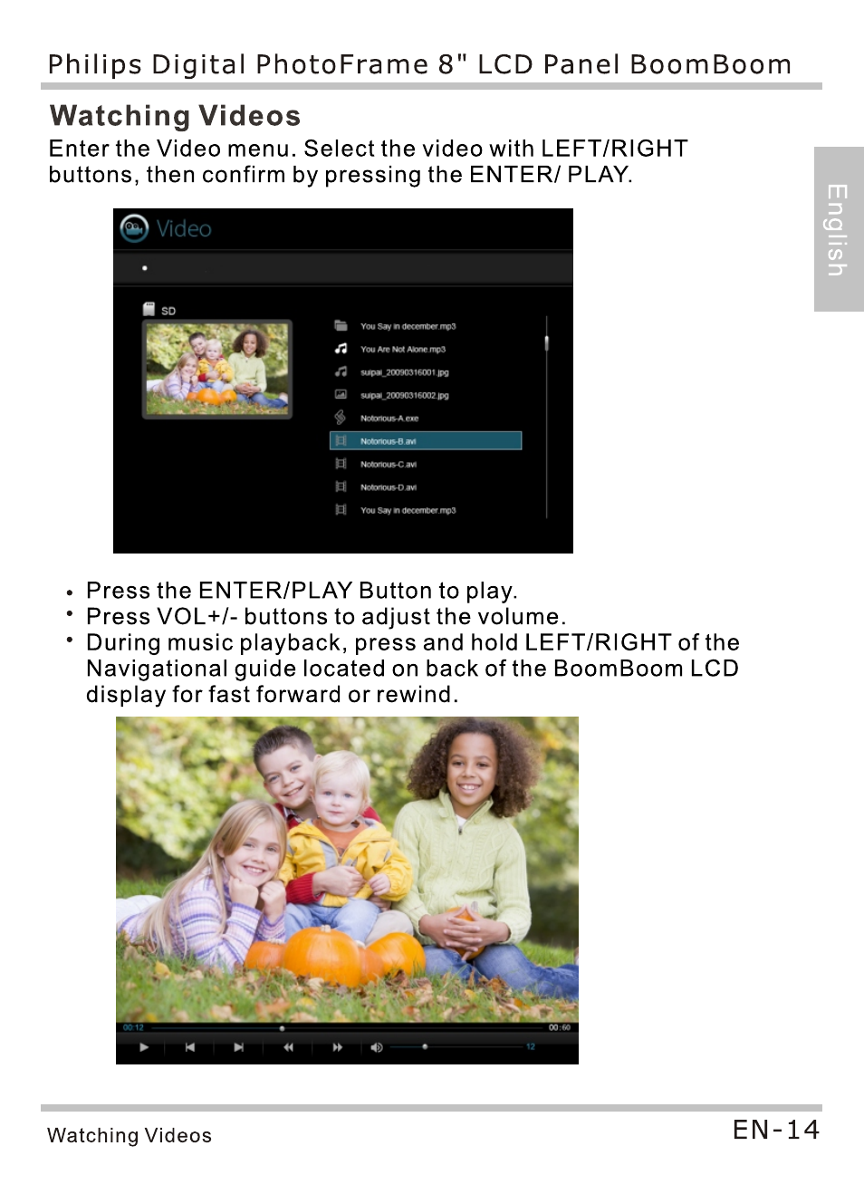 Watching videos | Philips SPF4080P-G7 User Manual | Page 19 / 86