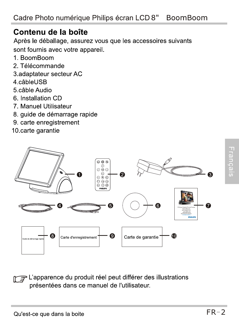 Contenu de la boîte | Philips SPF4080P-G7 User Manual | Page 35 / 86