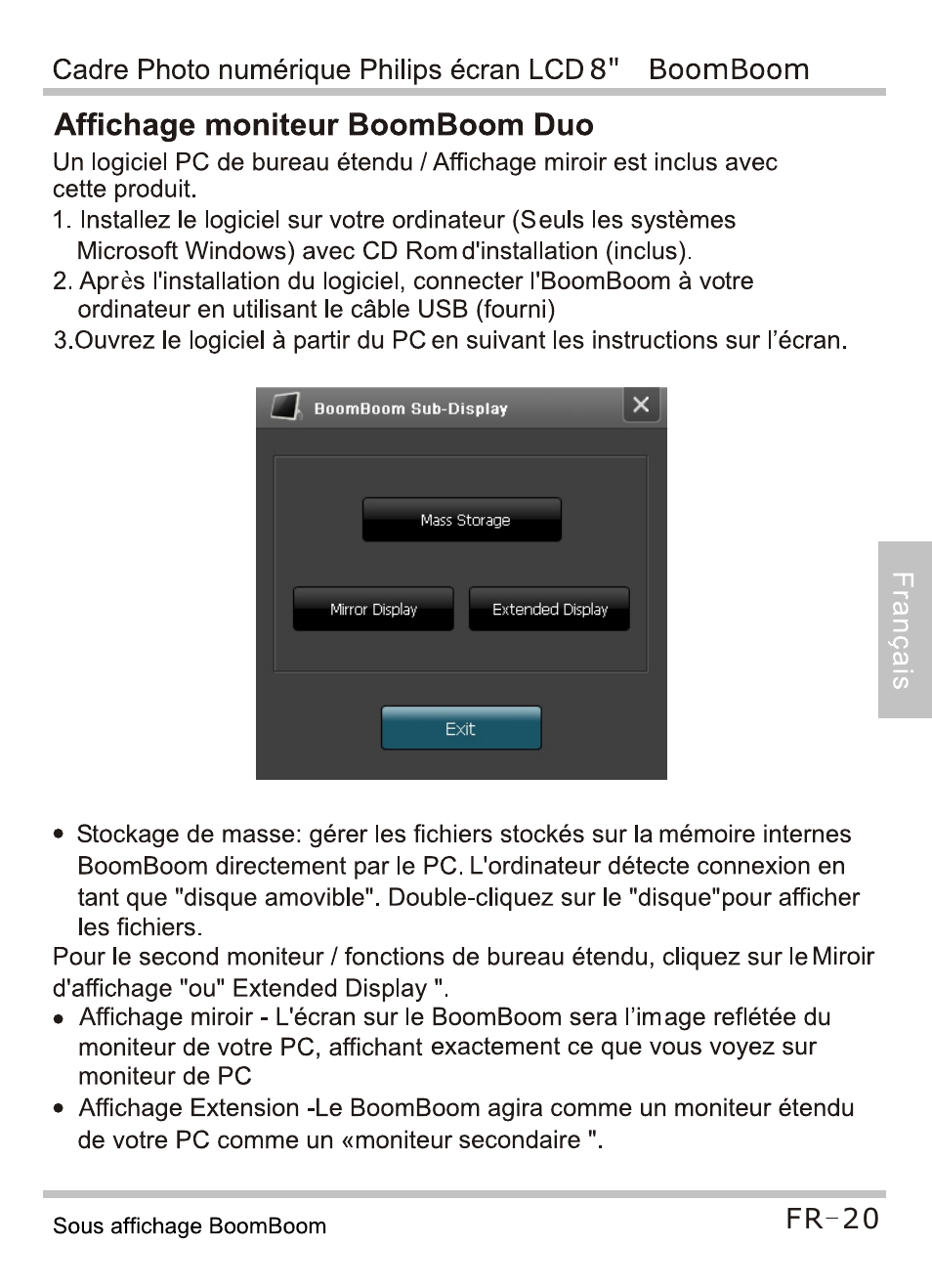 Affichage moniteur boomboom duo | Philips SPF4080P-G7 User Manual | Page 53 / 86