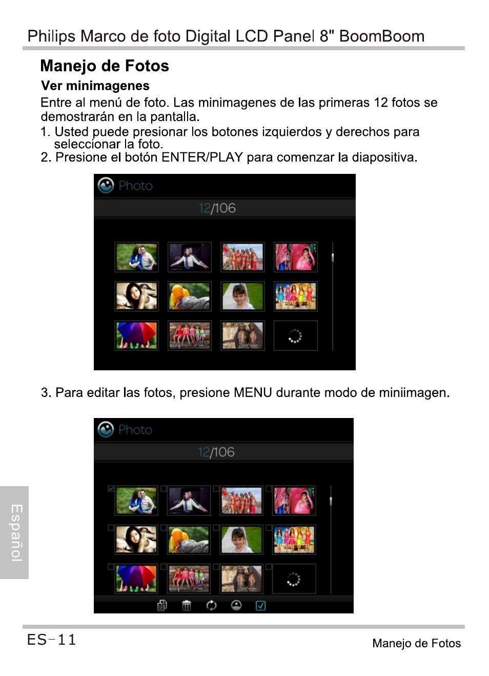 Manejo de fotos | Philips SPF4080P-G7 User Manual | Page 72 / 86