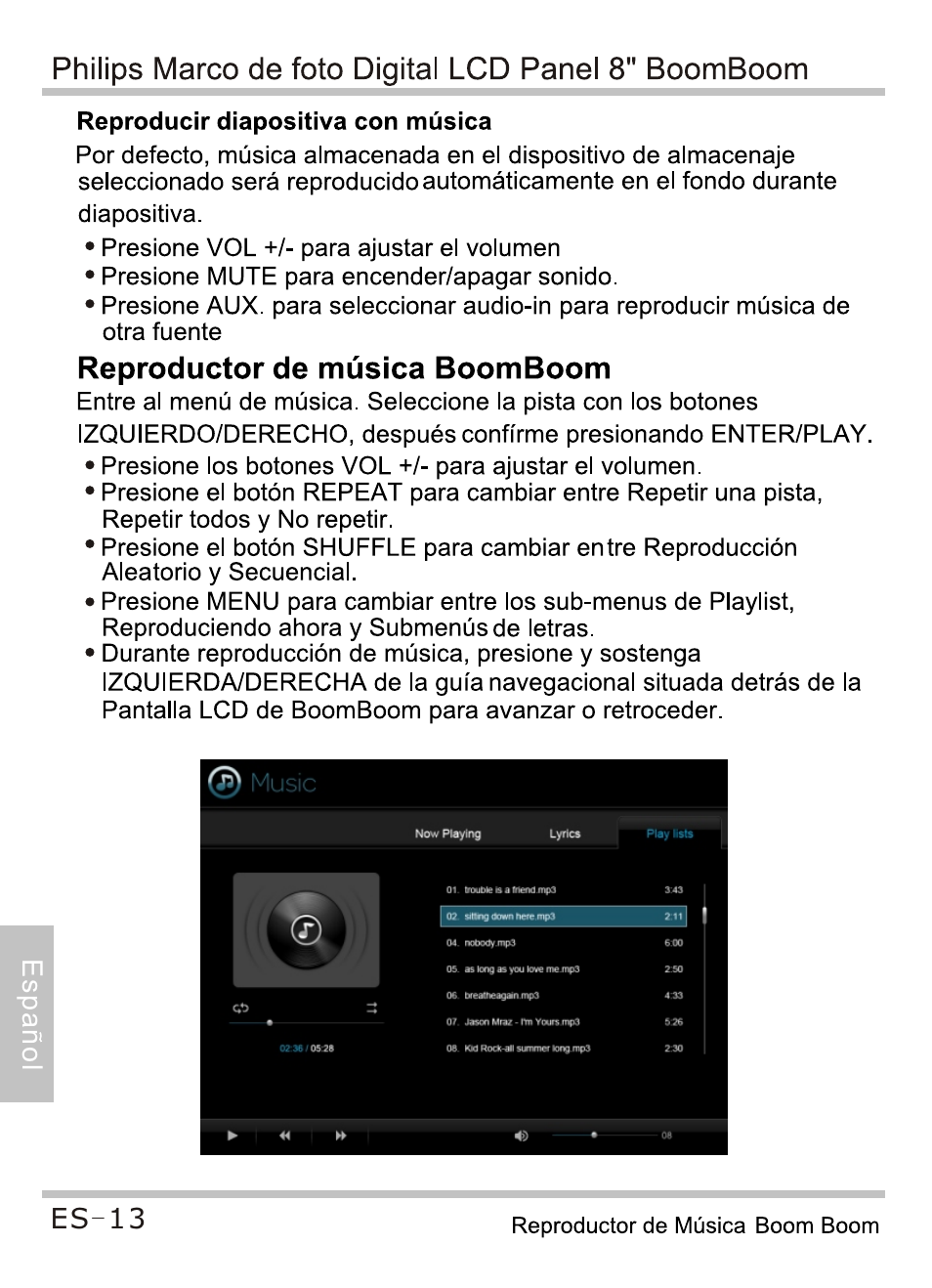 Reproductor de música boomboom | Philips SPF4080P-G7 User Manual | Page 74 / 86
