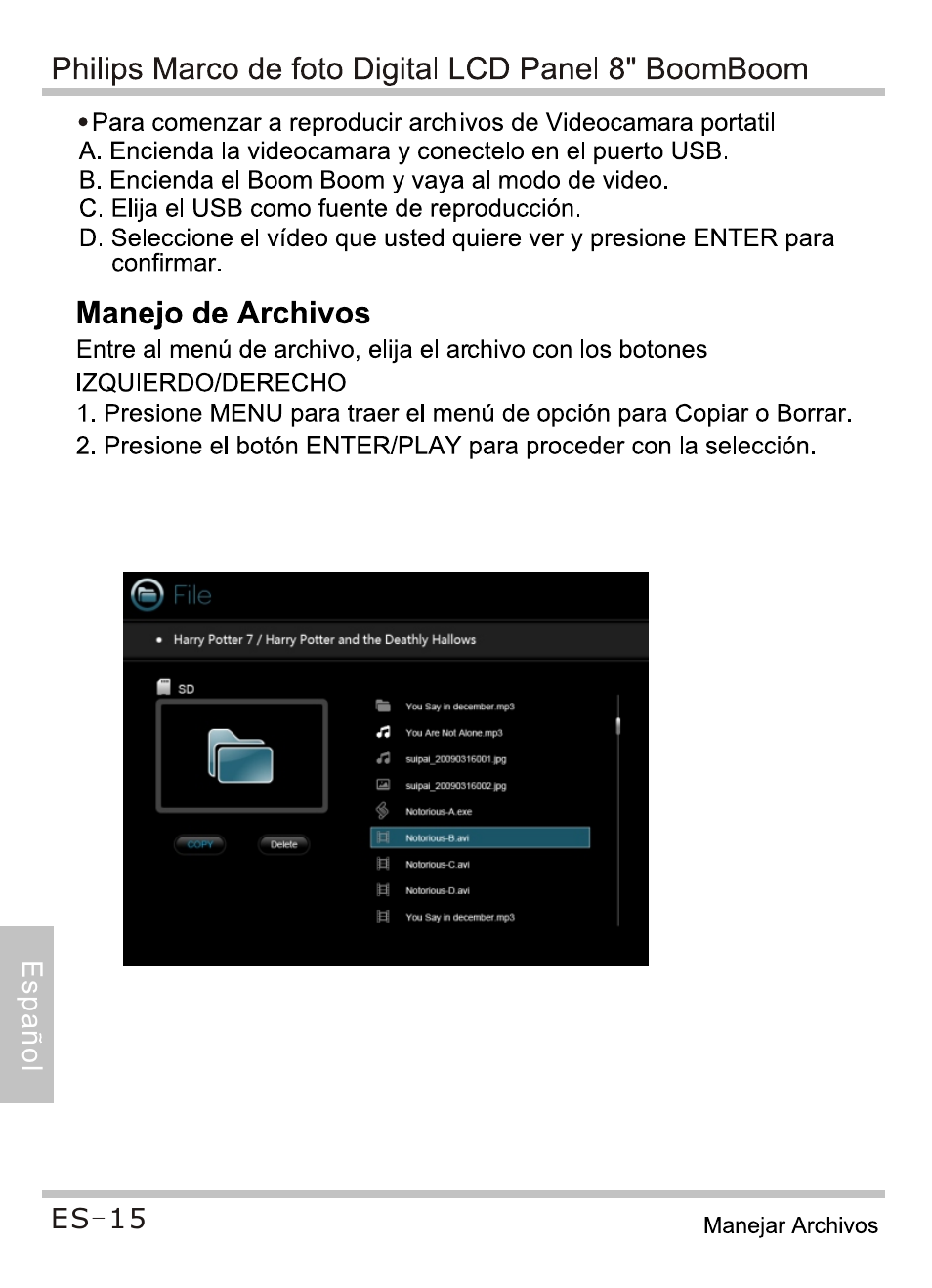 Manejo de archivos | Philips SPF4080P-G7 User Manual | Page 76 / 86