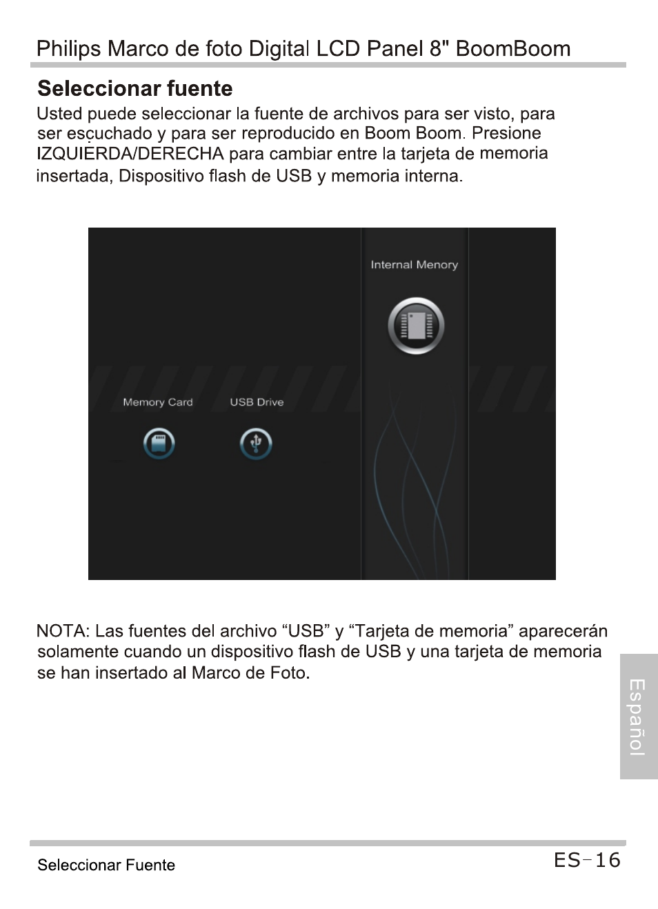 Seleccionar fuente | Philips SPF4080P-G7 User Manual | Page 77 / 86