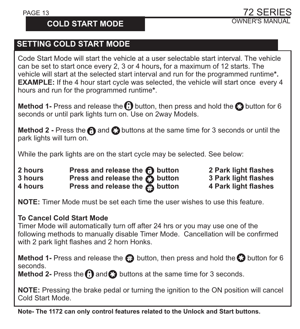 72 series | Ultra Start 72 SERIES 1272 User Manual | Page 13 / 20