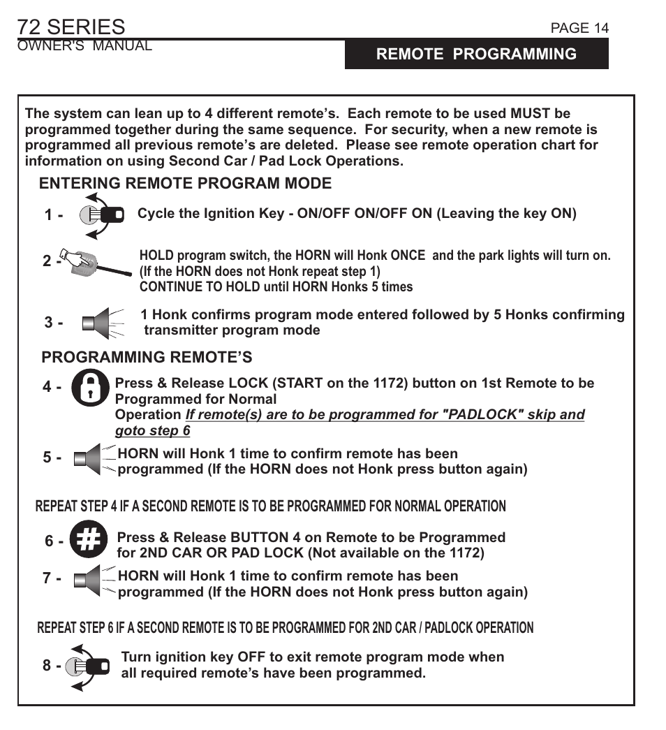 72 series, Led 2 way systems | Ultra Start 72 SERIES 1272 User Manual | Page 14 / 20