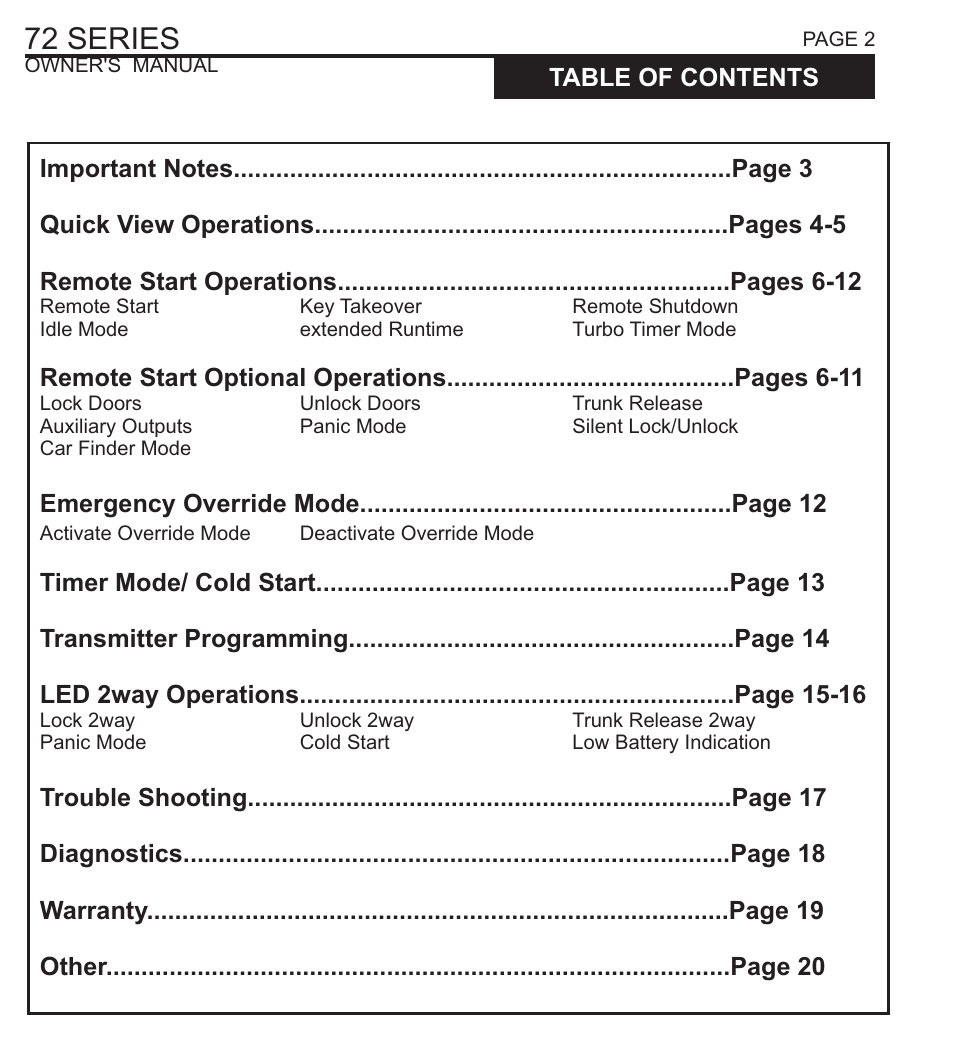 72 series | Ultra Start 72 SERIES 1272 User Manual | Page 2 / 20