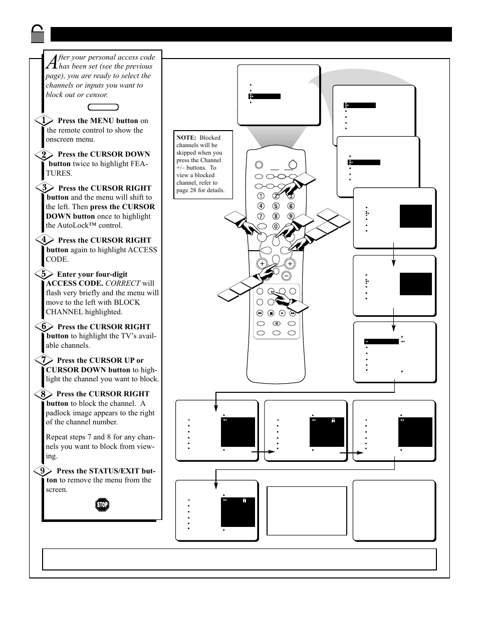 Locking, Hannels | Philips 32PT81S User Manual | Page 20 / 52