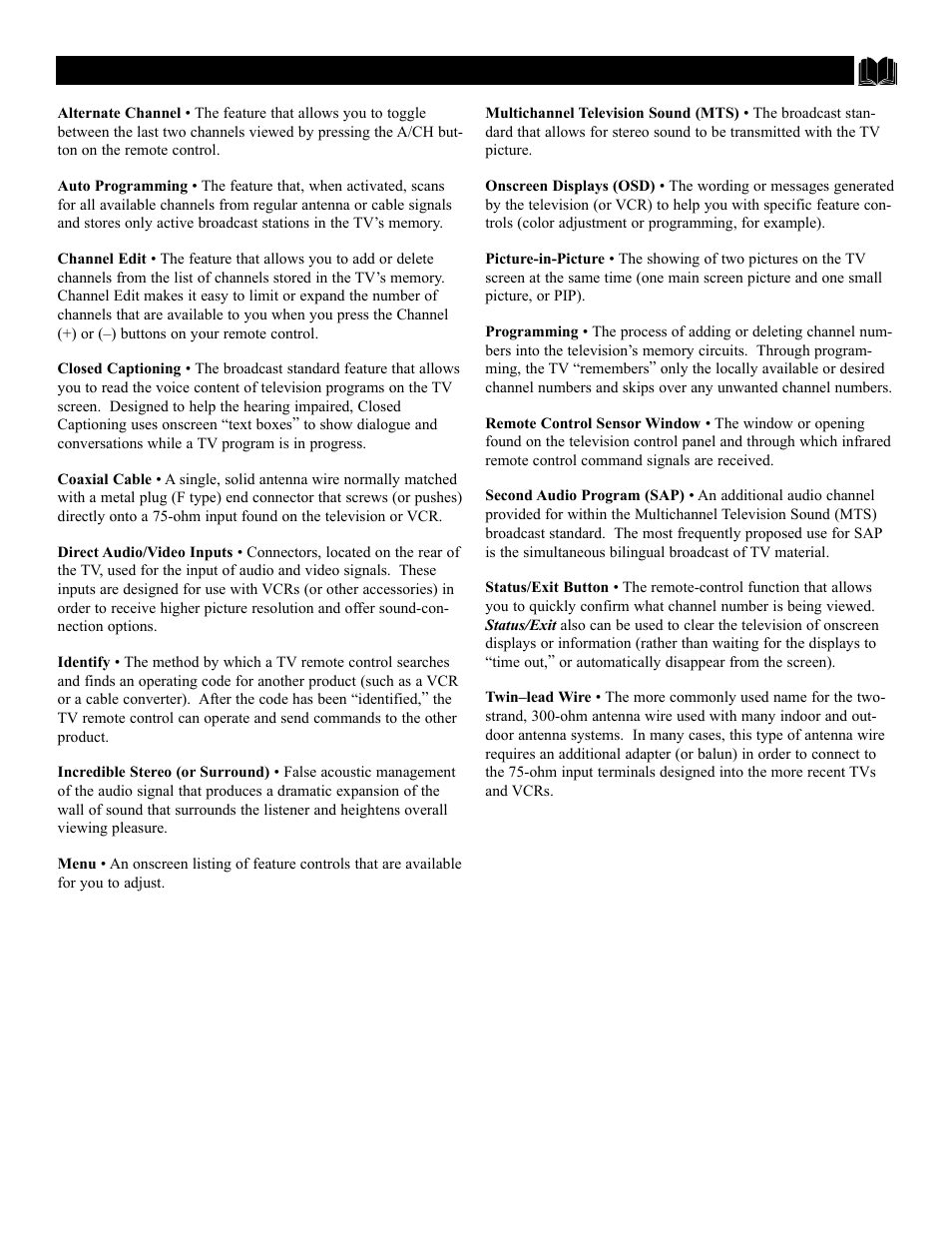 Lossary of, Elevision, Erms | Philips 32PT81S User Manual | Page 49 / 52