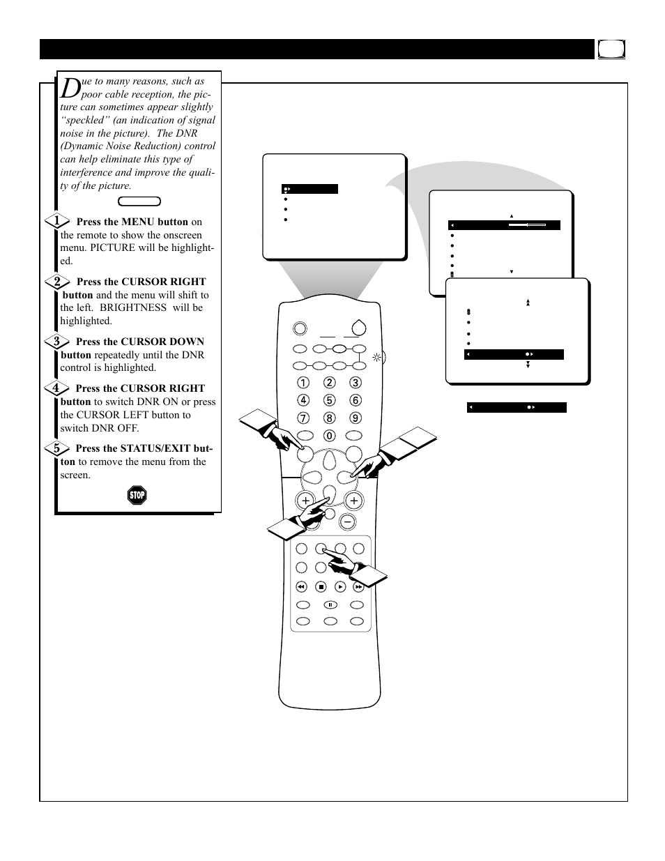 Urning, Ynamic, Oise | Eduction, Ontrol | Philips 32PT81S User Manual | Page 7 / 52