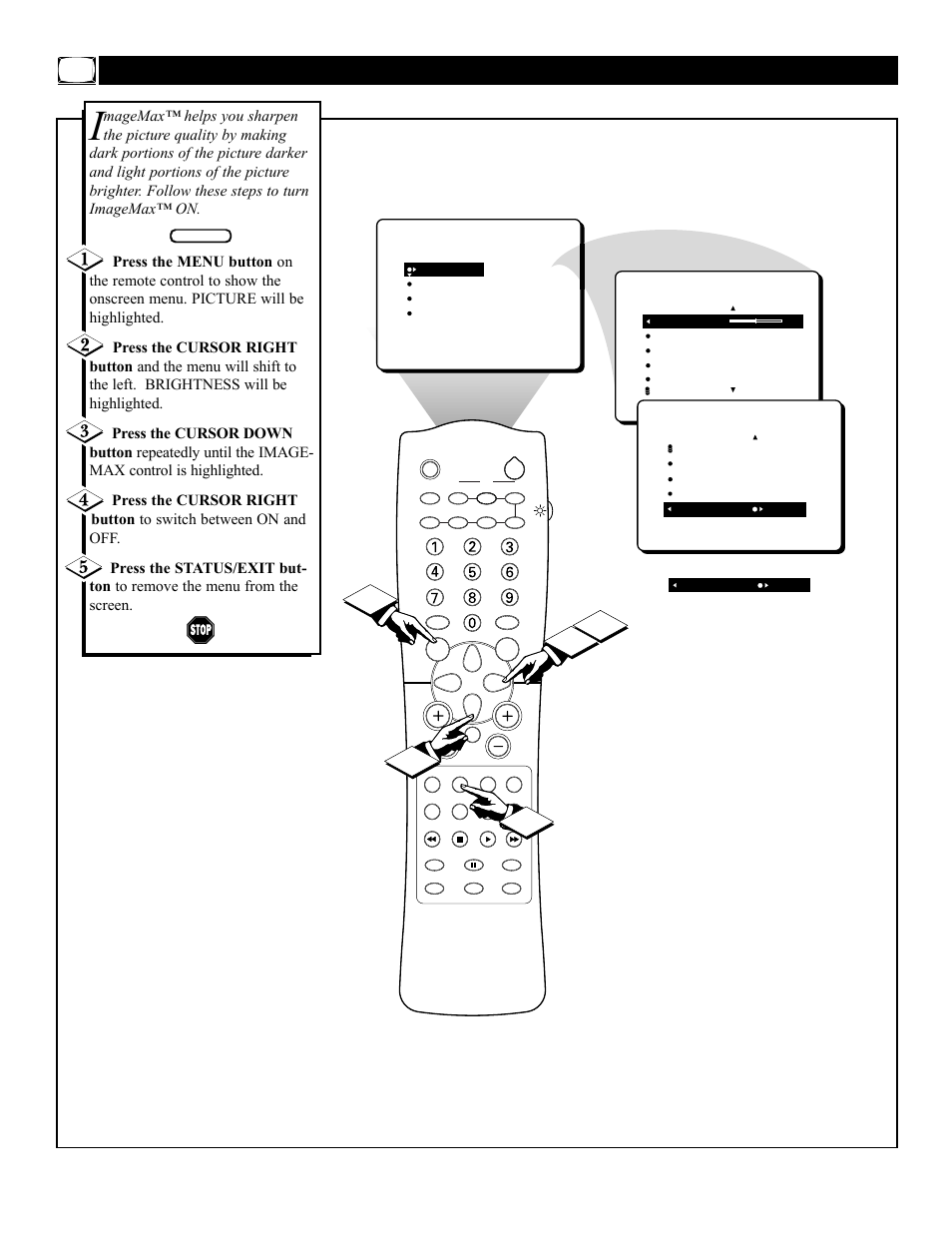 Urning, N the, Mage | Ontrol | Philips 32PT81S User Manual | Page 8 / 52