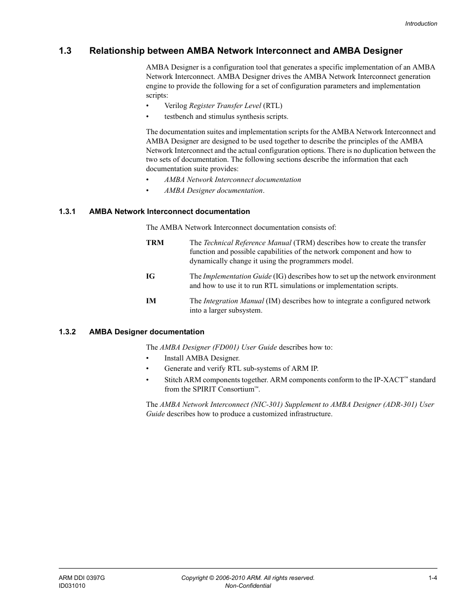 1 amba network interconnect documentation, 2 amba designer documentation | ARM AMBA NIC-301 User Manual | Page 13 / 54