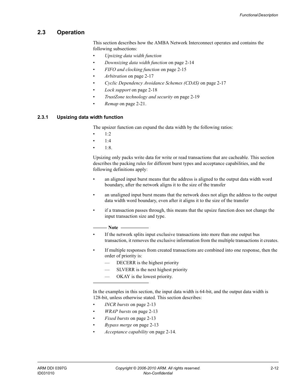 3 operation, 1 upsizing data width function, Operation -12 | ARM AMBA NIC-301 User Manual | Page 27 / 54