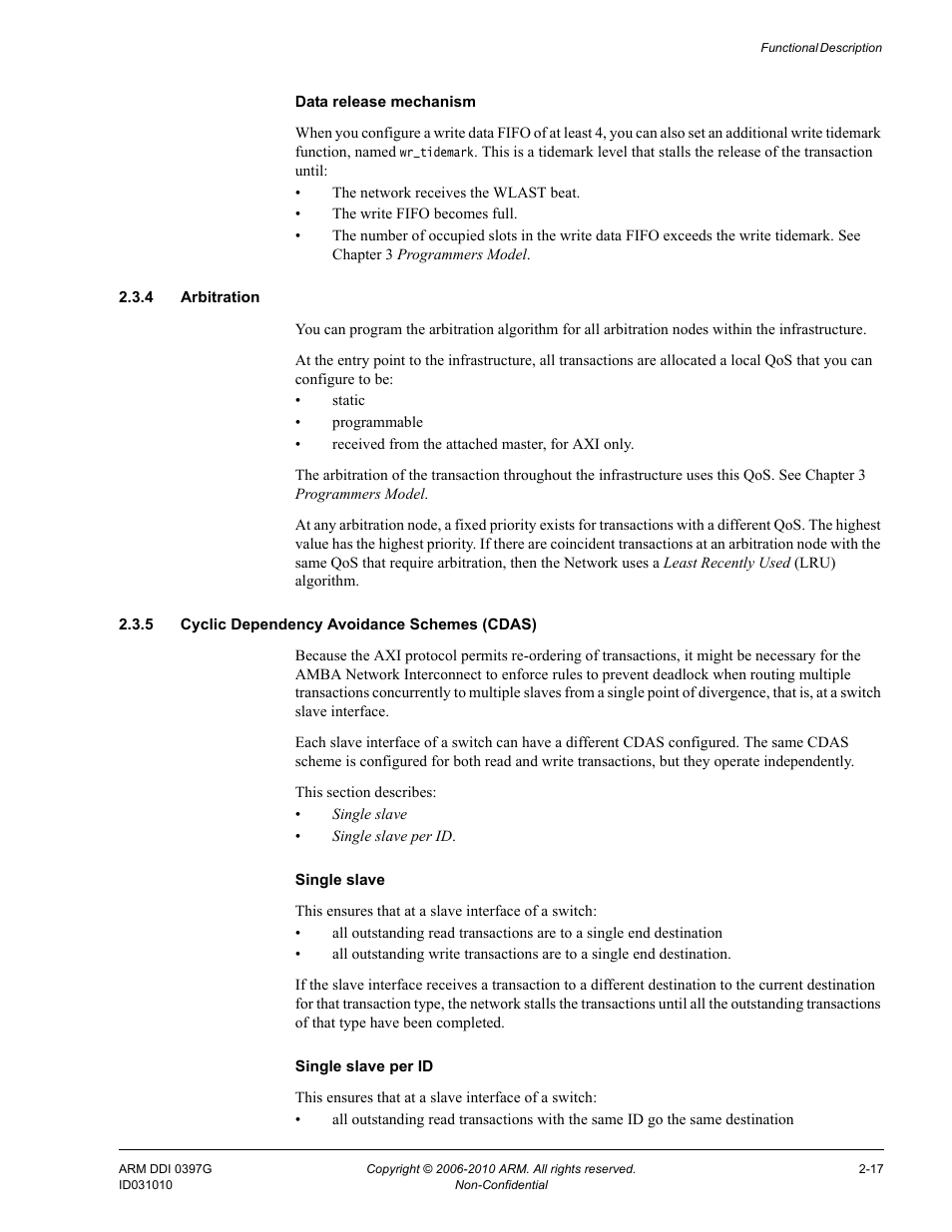 4 arbitration, 5 cyclic dependency avoidance schemes (cdas) | ARM AMBA NIC-301 User Manual | Page 32 / 54