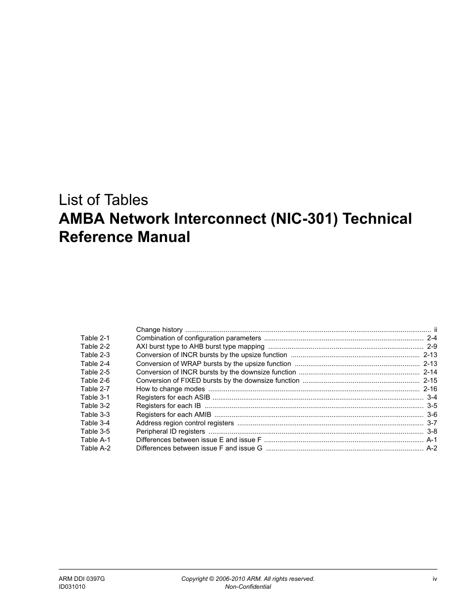 List of tables | ARM AMBA NIC-301 User Manual | Page 4 / 54
