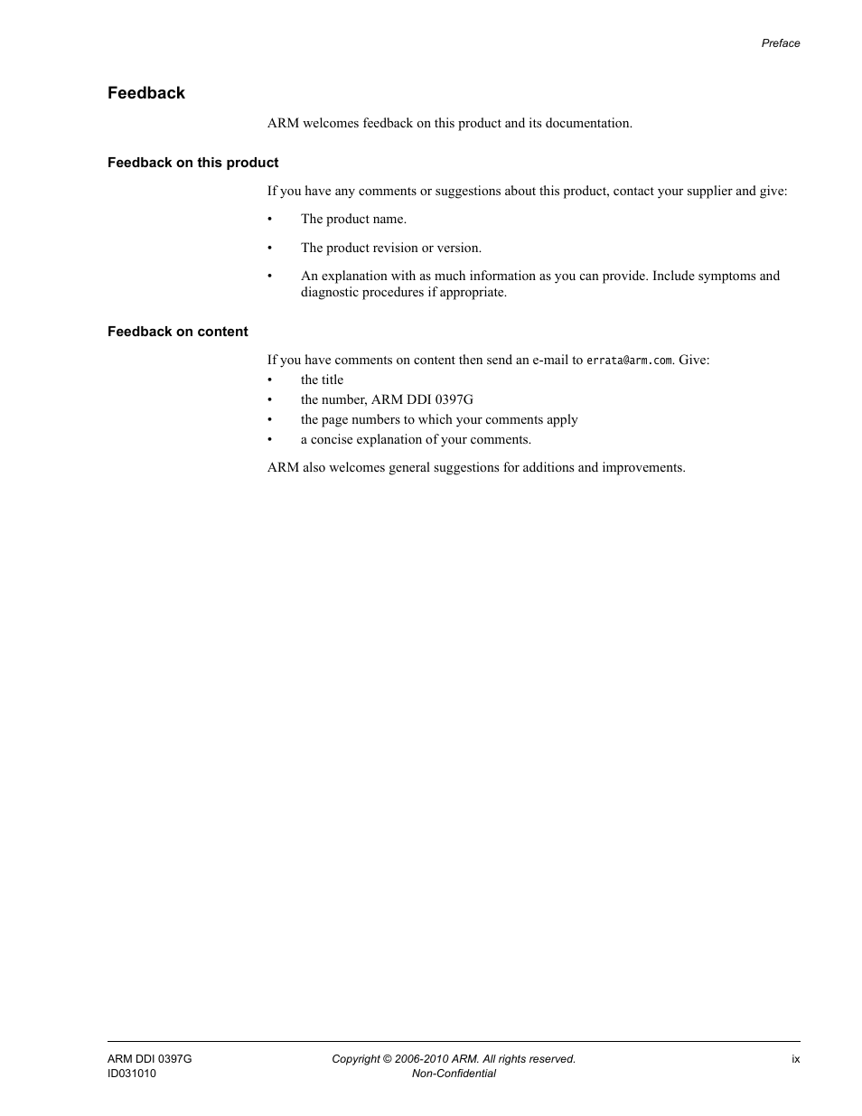 Feedback, Feedback on this product, Feedback on content | ARM AMBA NIC-301 User Manual | Page 9 / 54