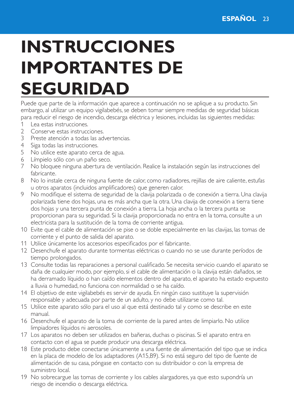 Español, Instrucciones importantes de seguridad | Philips SCD530-00 User Manual | Page 23 / 64