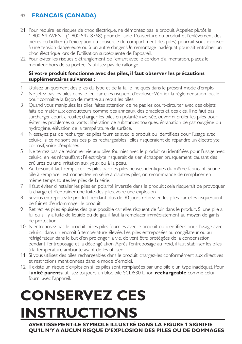 Conservez ces instructions | Philips SCD530-00 User Manual | Page 42 / 64