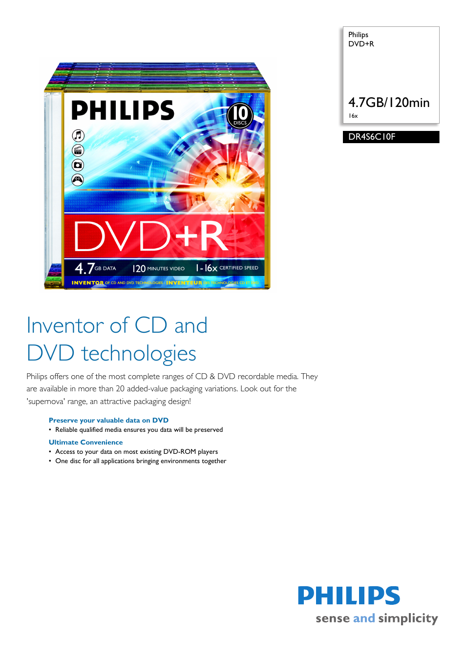 Philips DR4S6C10F-17 User Manual | 2 pages