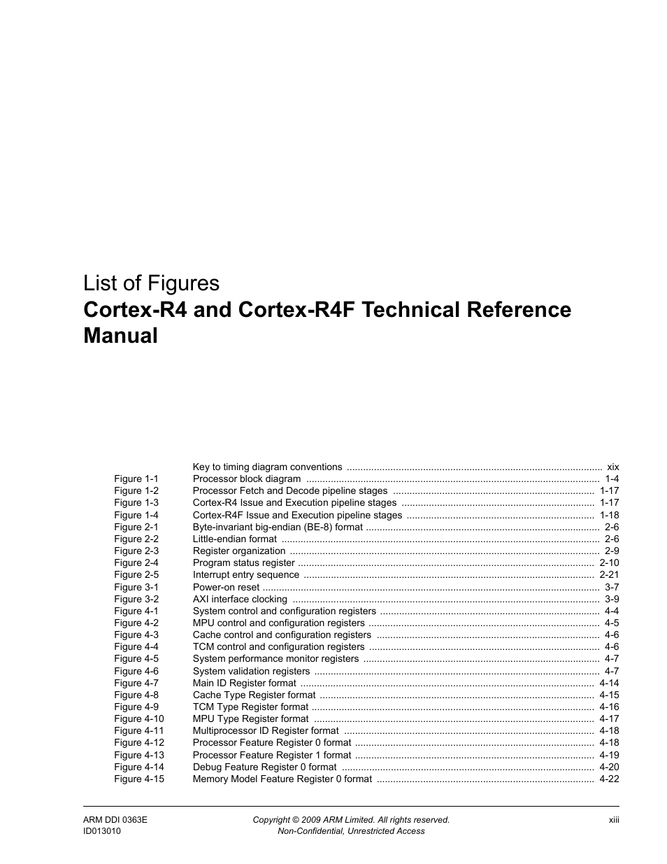 List of figures | ARM Cortex R4F User Manual | Page 13 / 456