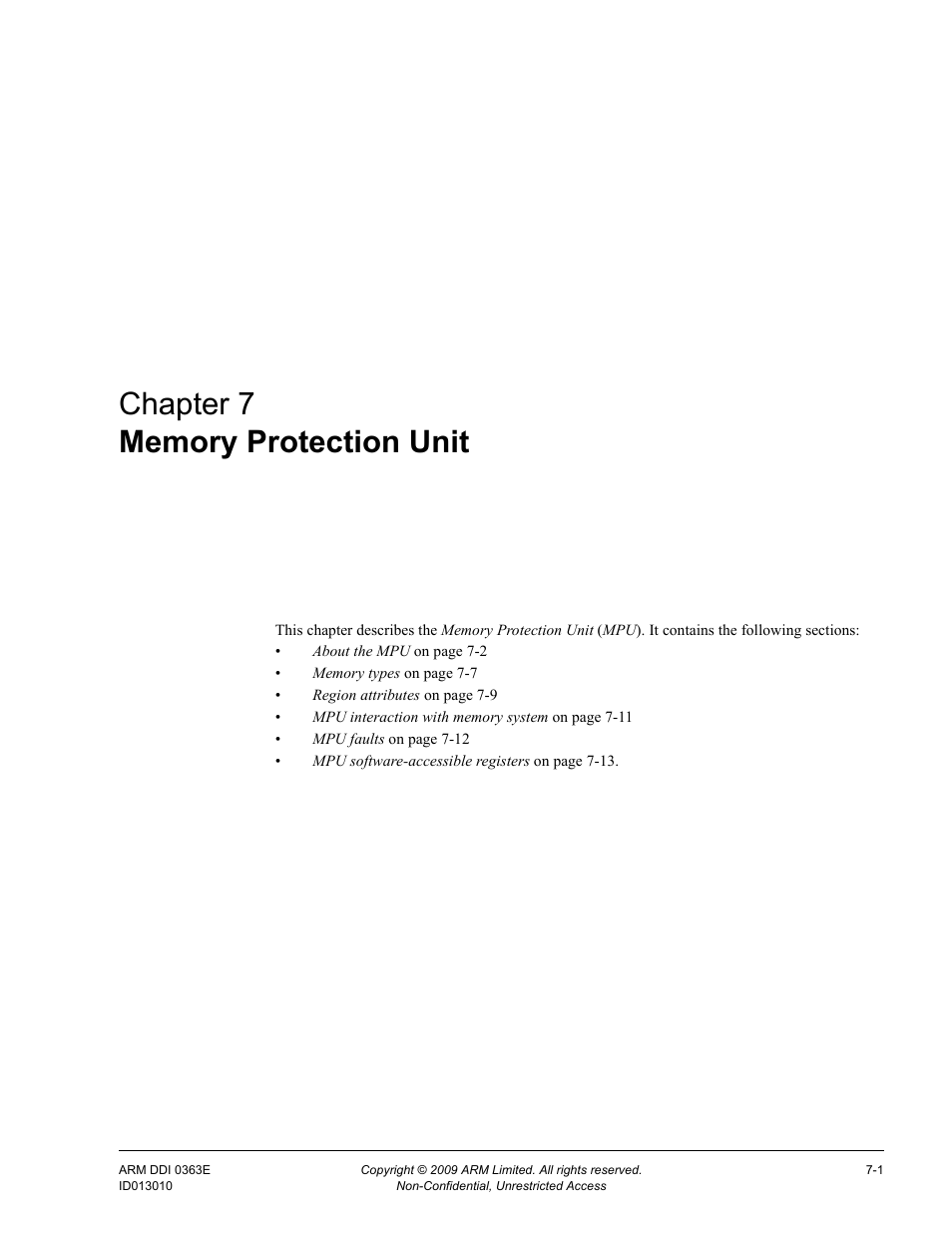 Memory protection unit, Chapter 7, Chapter 7 memory protection unit | ARM Cortex R4F User Manual | Page 184 / 456