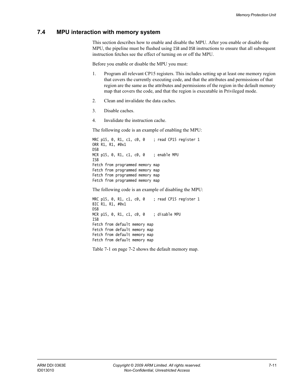 4 mpu interaction with memory system, Mpu interaction with memory system -11 | ARM Cortex R4F User Manual | Page 194 / 456