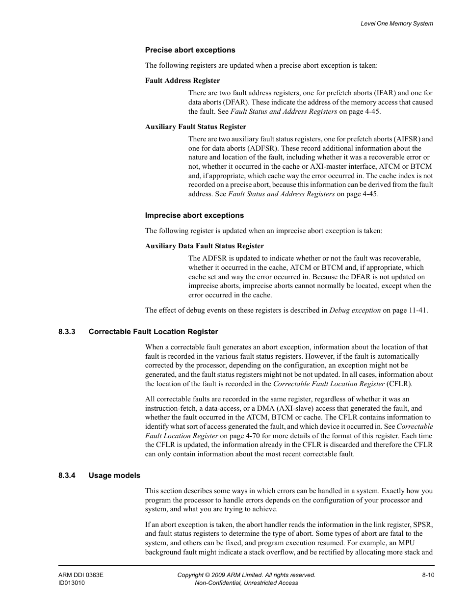 3 correctable fault location register, 4 usage models | ARM Cortex R4F User Manual | Page 206 / 456