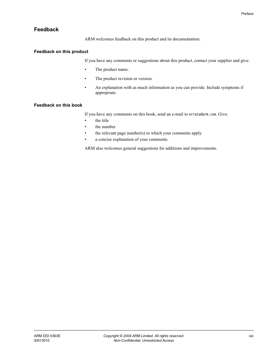 Feedback, Feedback on this product, Feedback on this book | ARM Cortex R4F User Manual | Page 21 / 456