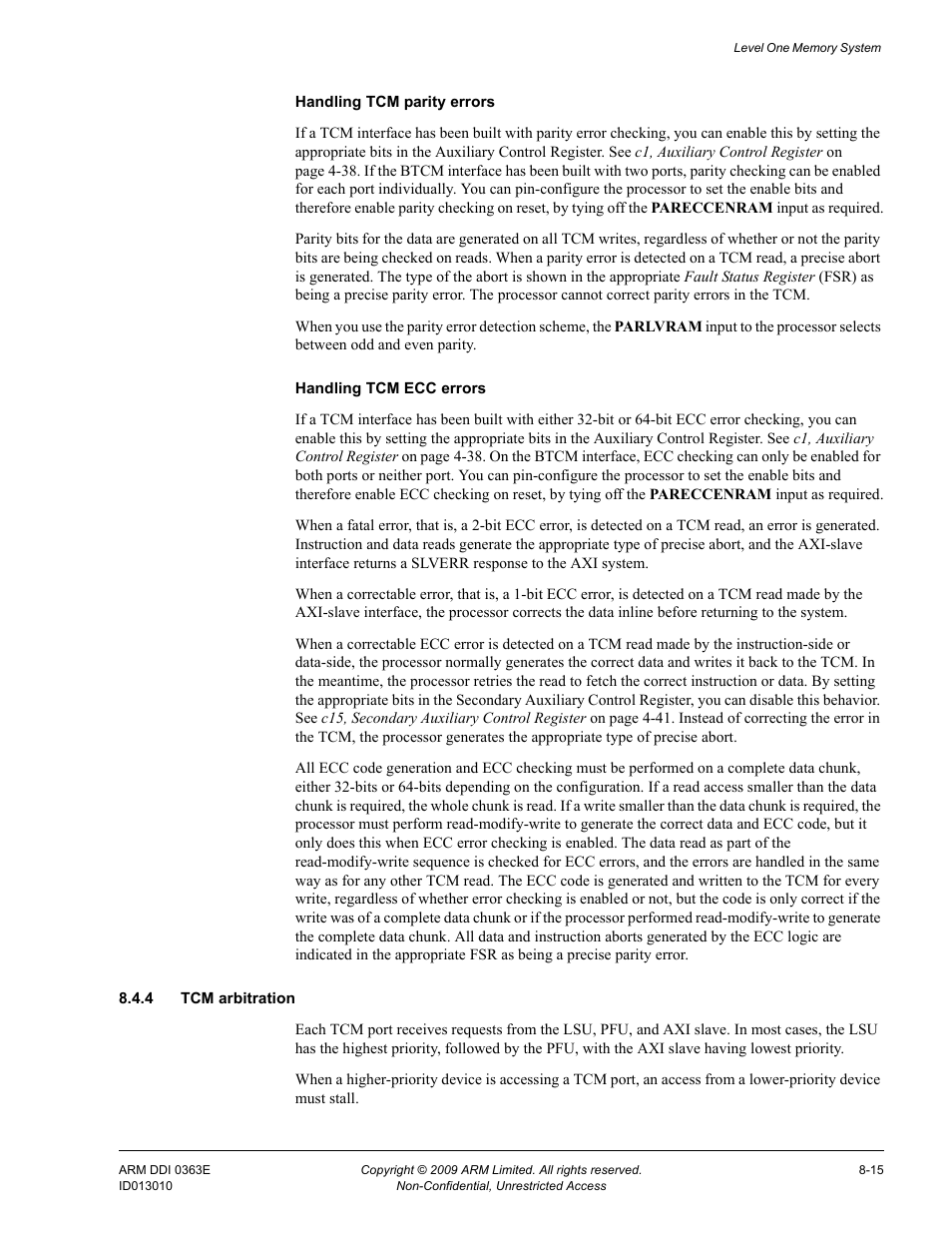4 tcm arbitration | ARM Cortex R4F User Manual | Page 211 / 456